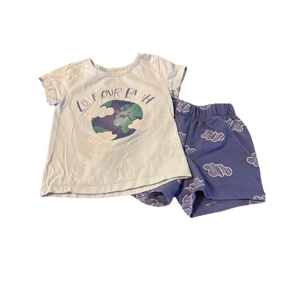 Pekkle Girl’s 2 Piece T-shirt And Shorts Set “Love Our Earth” Size 3T